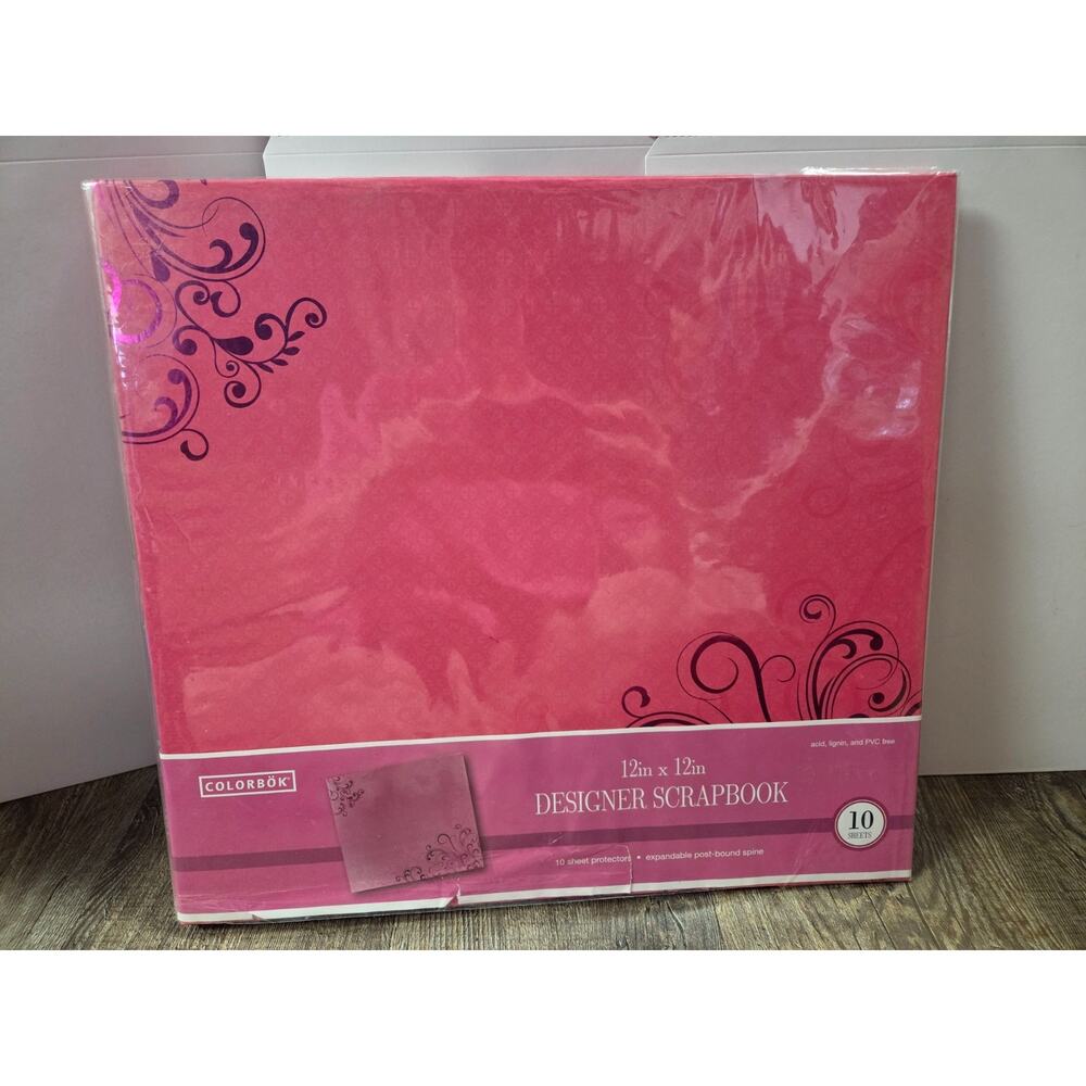 Colorbok Post Bound Album 12 x 12 inch-Pink Foil Flourish NEW Photo Scrapbooking
